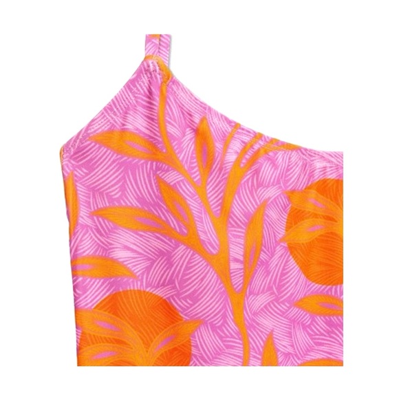 Liberty & Justice Women's High Leg Cheeky 1-piece Swimsuit Pink/Orange Flora XL - Picture 4 of 5